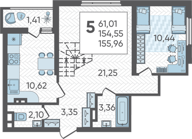 Квартира 156 м², 5-комнатная - изображение 1