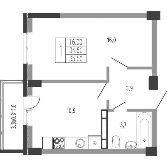 35,5 м², 1-комнатная квартира 8 153 995 ₽ - изображение 14