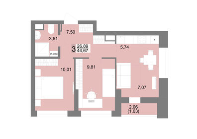 60,4 м², 3-комнатная квартира 5 950 000 ₽ - изображение 71