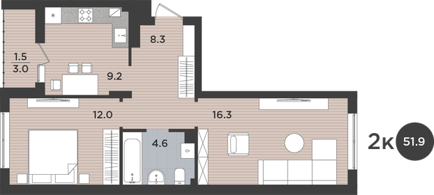 58 м², 3-комнатная квартира 5 400 000 ₽ - изображение 49
