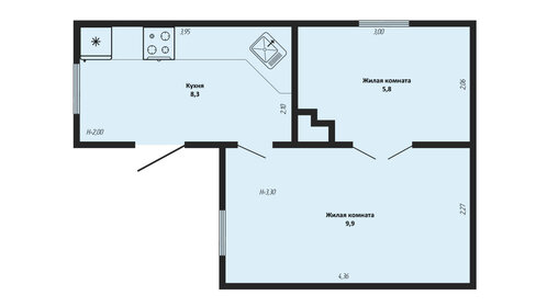 Квартира 24 м², 2-комнатная - изображение 5