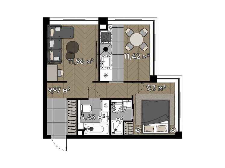 49,6 м², 2-комнатная квартира 30 854 784 ₽ - изображение 1