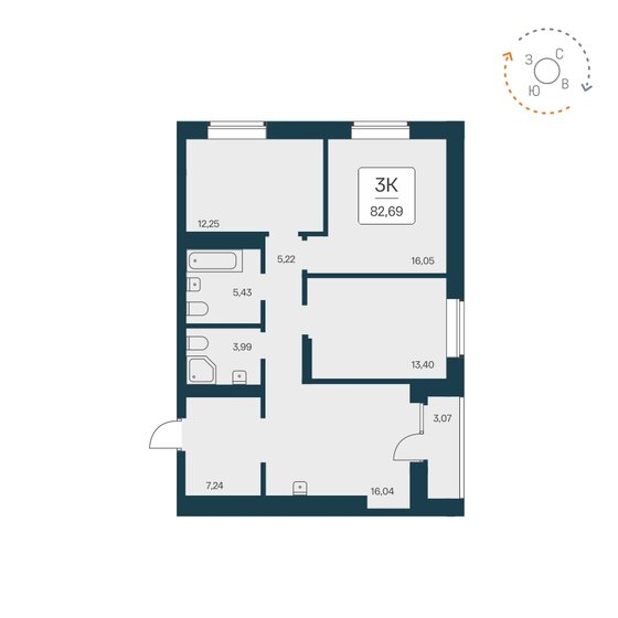 82,7 м², 3-комнатная квартира 14 850 000 ₽ - изображение 1
