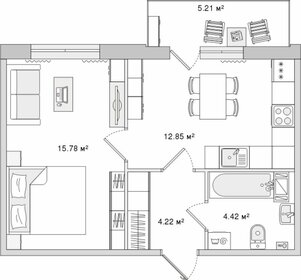 Квартира 42,5 м², 1-комнатная - изображение 1