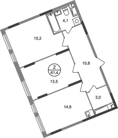 61,4 м², 2-комнатная квартира 14 677 251 ₽ - изображение 1