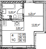 Квартира 25 м², студия - изображение 1