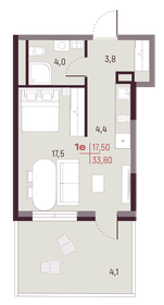 Квартира 33,8 м², 1-комнатная - изображение 1