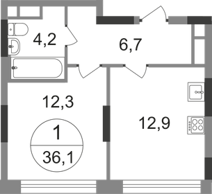 36,1 м², 1-комнатная квартира 10 612 161 ₽ - изображение 26