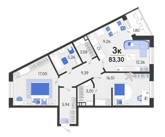 90,1 м², 3-комнатная квартира 11 711 700 ₽ - изображение 14