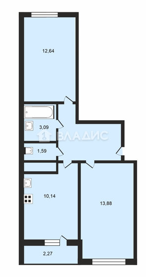 48,5 м², 2-комнатная квартира 6 700 000 ₽ - изображение 1