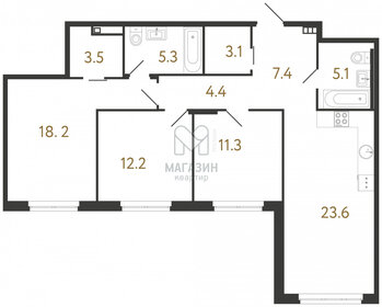 Квартира 94,1 м², 3-комнатная - изображение 1