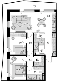 115 м², 3-комнатная квартира 48 400 000 ₽ - изображение 91