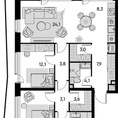 Квартира 97,9 м², 3-комнатная - изображение 2