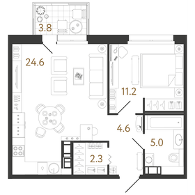 Квартира 47,7 м², 1-комнатная - изображение 1