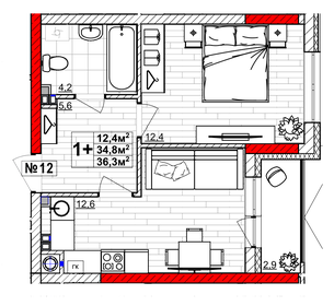 20 м², комната 17 900 ₽ в месяц - изображение 18