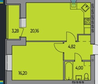 Квартира 48 м², 1-комнатная - изображение 2