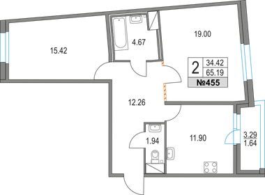 64,5 м², 2-комнатные апартаменты 15 490 000 ₽ - изображение 45