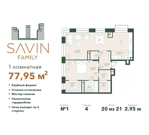 78 м², 1-комнатная квартира 19 475 808 ₽ - изображение 38