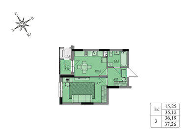 Квартира 36,2 м², 1-комнатная - изображение 1