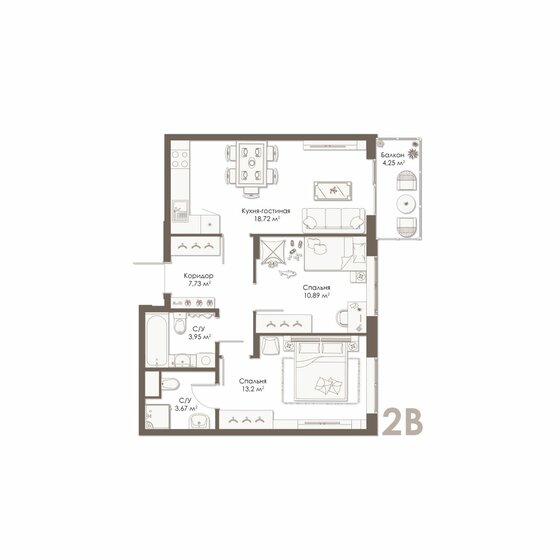 59,4 м², 2-комнатная квартира 5 527 920 ₽ - изображение 1