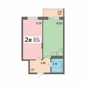 Квартира 45,3 м², 2-комнатная - изображение 1