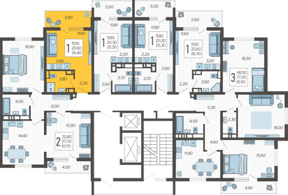 26,4 м², квартира-студия 9 213 600 ₽ - изображение 2