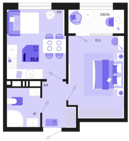 32 м², 1-комнатная квартира 5 200 000 ₽ - изображение 93