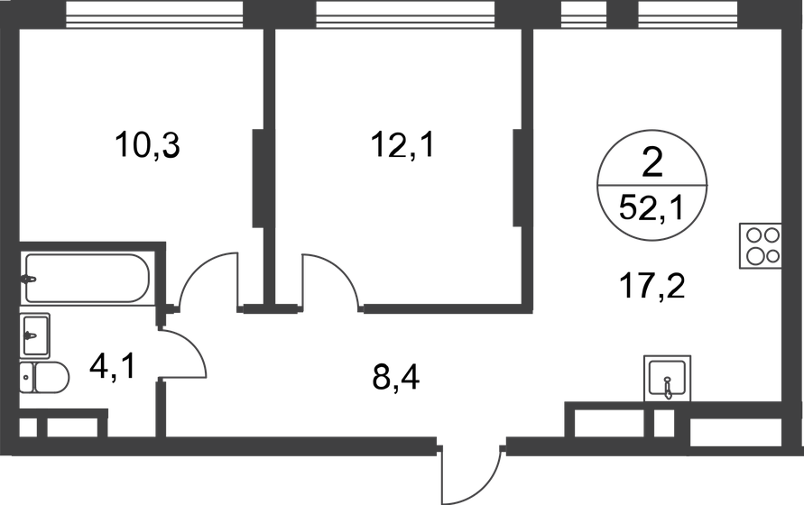 52,1 м², 2-комнатная квартира 16 196 690 ₽ - изображение 46