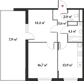 Квартира 64,6 м², 2-комнатная - изображение 1