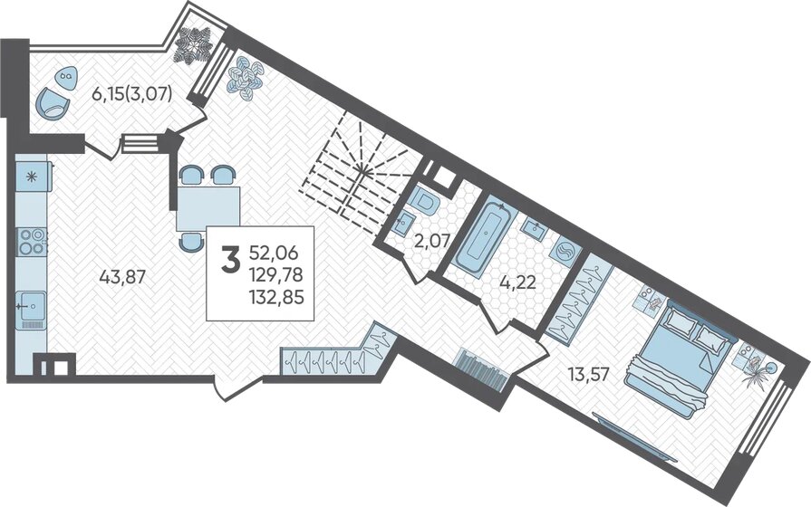 132,9 м², 3-комнатная квартира 16 340 550 ₽ - изображение 1