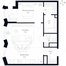 Квартира 54,9 м², 2-комнатная - изображение 3