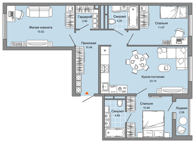 Квартира 84 м², 4-комнатная - изображение 1