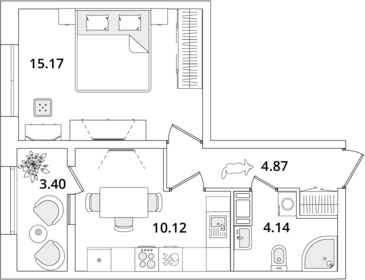 35,9 м², 1-комнатная квартира 5 362 000 ₽ - изображение 68