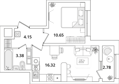 39,7 м², 1-комнатная квартира 10 400 000 ₽ - изображение 86