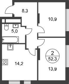 52,4 м², 2-комнатная квартира 12 638 137 ₽ - изображение 37