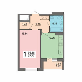 37,2 м², 1-комнатная квартира 3 500 000 ₽ - изображение 64