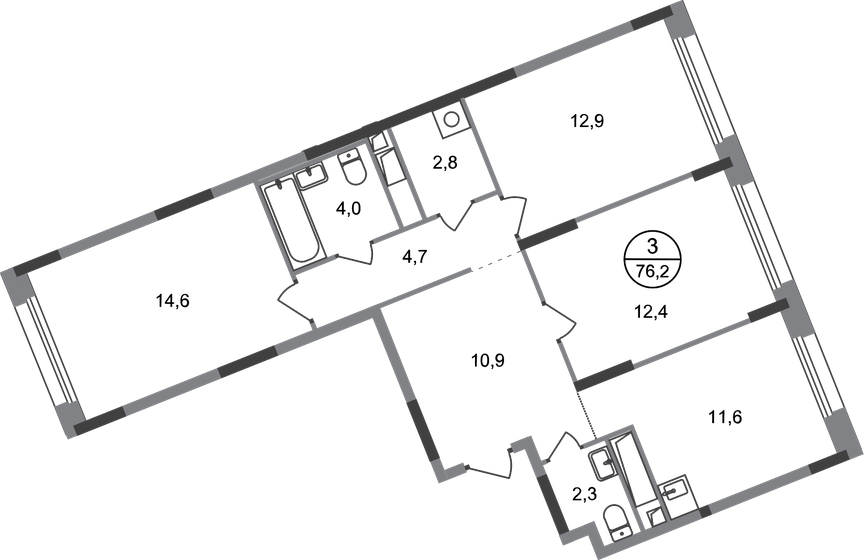 76,2 м², 3-комнатная квартира 17 718 092 ₽ - изображение 1