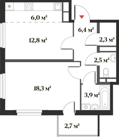 Квартира 54,9 м², 2-комнатная - изображение 1