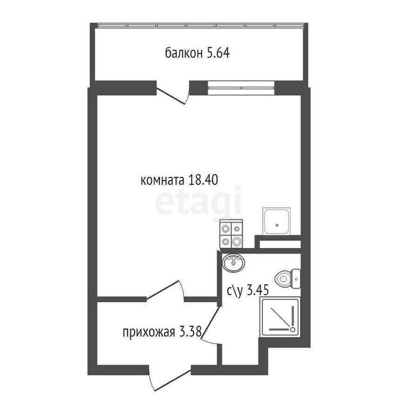 26,9 м², квартира-студия 5 800 000 ₽ - изображение 1