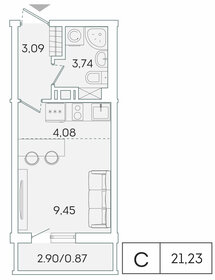 21,2 м², квартира-студия 4 441 643 ₽ - изображение 16