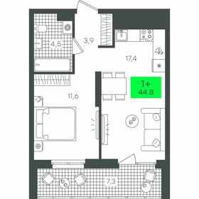 45 м², 1-комнатная квартира 5 000 000 ₽ - изображение 65