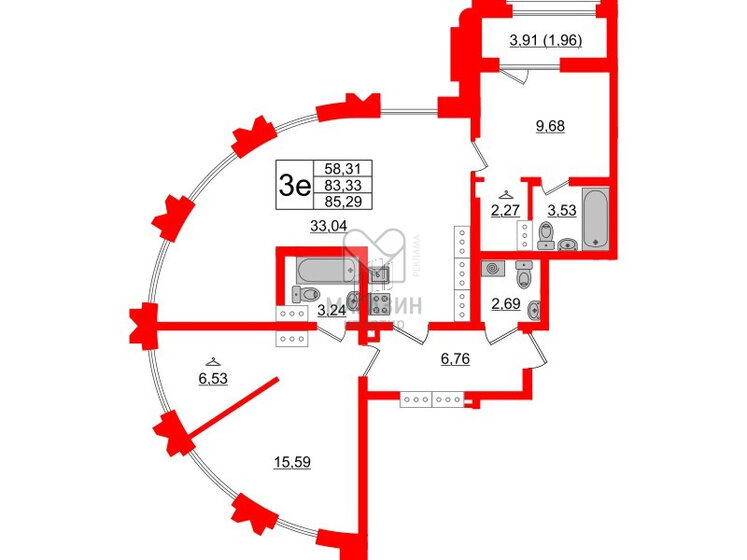 85,3 м², 3-комнатная квартира 68 398 000 ₽ - изображение 35