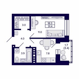 31,8 м², 1-комнатная квартира 3 250 000 ₽ - изображение 90