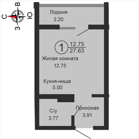 Квартира 27 м², студия - изображение 1