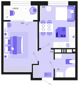 32 м², 1-комнатная квартира 5 200 000 ₽ - изображение 98