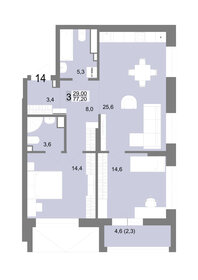 Квартира 77,2 м², 3-комнатная - изображение 1