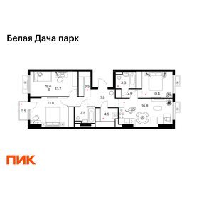 Квартира 80,7 м², 3-комнатная - изображение 1
