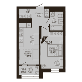 Квартира 39,6 м², 1-комнатная - изображение 1