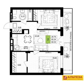 Квартира 70 м², 2-комнатная - изображение 1