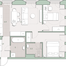 Квартира 57,4 м², 2-комнатная - изображение 2